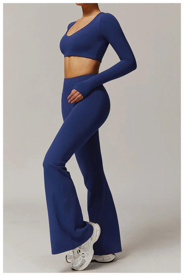 High Waist Wide Leg Pants Leggings Women Tights Fitness Bell-bottoms Yoga Elastic Leggings Push Up Gym Workout Flared Pants PlatiNum