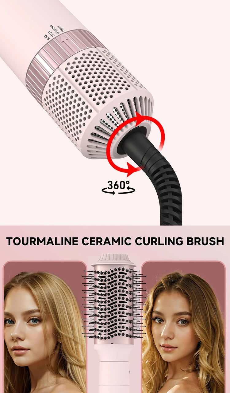 5in1 Hair Dryer Brush Curling Iron Hair Dryer Detachable Auto Wrap Curlers Fast Drying Electric Styling Hair Blower Brush