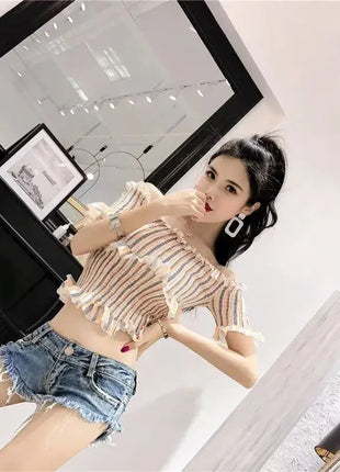 Summer Sexy Low Rise Denim Shorts Women High Elastic Butt Lifting Hot Pants Beach Triangle Shorts Fashion Stretchy Jeans Shorts PlatiNum
