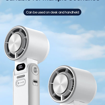 Ventilatore Portatile ad Alta Velocità con Raffreddamento Rapido, Ricaricabile 3600mAh, 100 Velocità Regolabili, Mini Ventilatore Pieghevole Turbo e Cordino