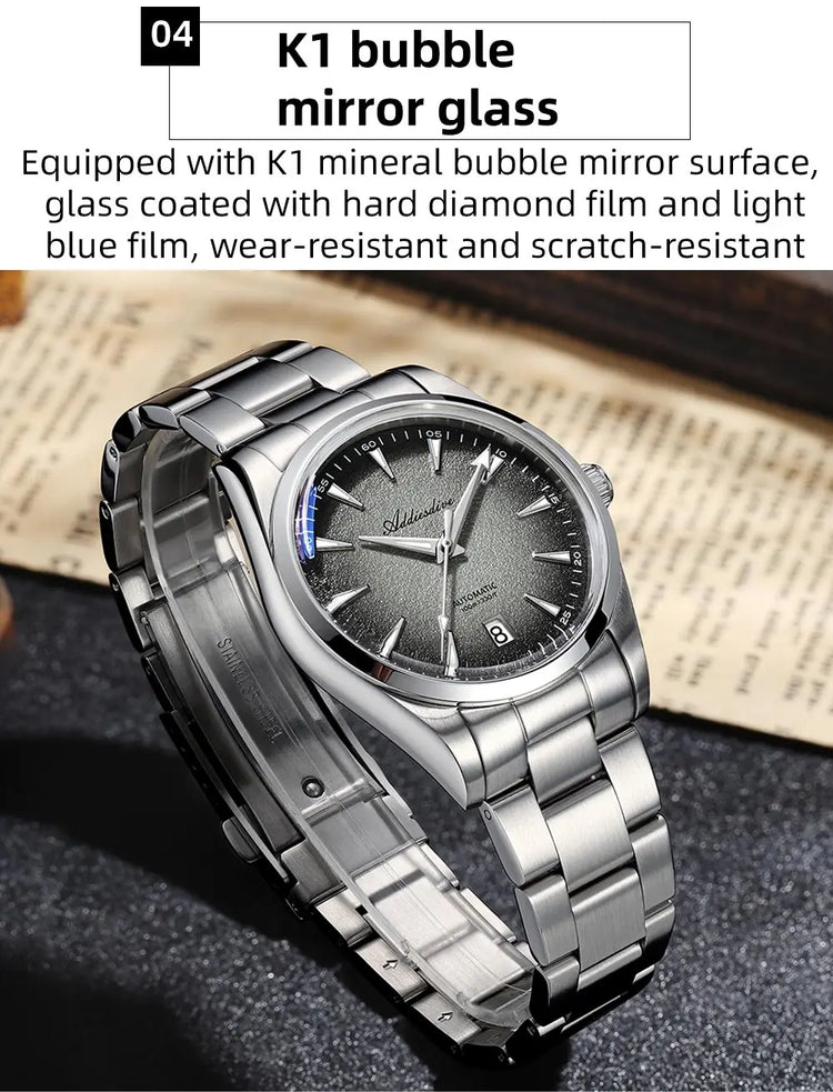 ADDIESDIVE Mechanical Men's Watch Classic Luxury Watch Super Bright Bubble Glass 100M Waterproof Men's Watch Gift