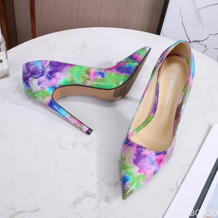 Tacchi alti dimagranti alla moda e sexy di grandi dimensioni Tacchi sottili Bocca poco profonda Punta a punta Tacchi alti di colore di nicchia Scarpe singole