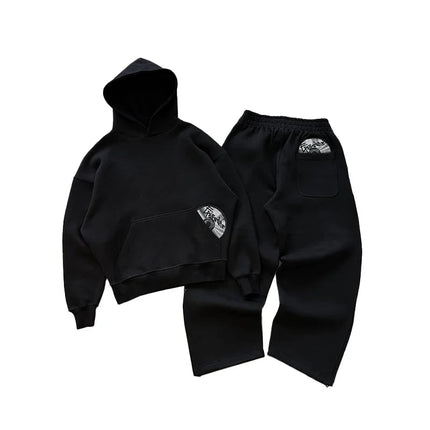 2026 Trendy High Street Retro Casual Streetwear Men's Sports Suit Y2K Harajuku Embroidered Hoodie men Hip-hop Loose Sweatpants PlatiNum