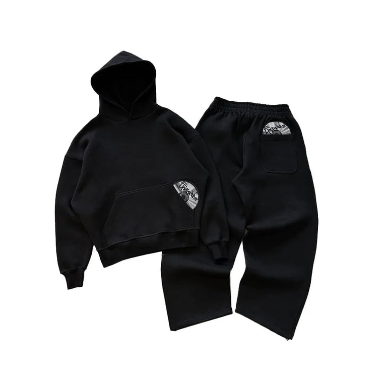 2026 Trendy High Street Retro Casual Streetwear Men's Sports Suit Y2K Harajuku Embroidered Hoodie men Hip-hop Loose Sweatpants PlatiNum