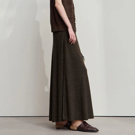 AMII Knitted Skirts For Women 2025 Autumn New Gentle A-line Long Skirt Loose Solid Color Elegant Versatile Woman Clothes12553045 PlatiNum