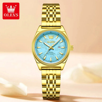OLEVS 3703 Orologio da donna Orologio al quarzo con calendario di lusso Orologio da polso da donna impermeabile con specchio ad alta durezza 30M platinumshop