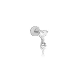 CANNER 1PC 925 Sterling Silver Crown Horse Eye Zircon Heart Flat Head Cartilage Piercing Stud Earring For Women Claasic Earring PlatiNum
