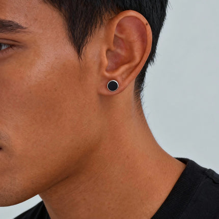 Piccoli orecchini rotondi in pietra naturale per uomo, orecchini a bottone in acciaio inossidabile ipoallergenici, regalo di gioielli di moda hip hop platinumshop