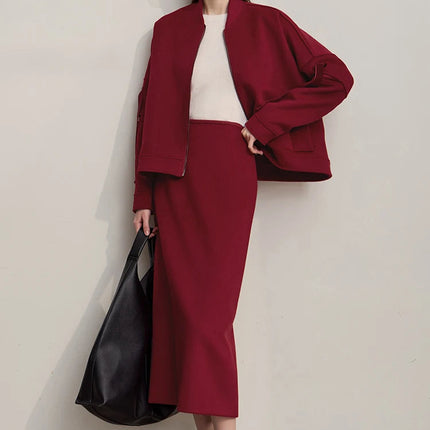 AMII Women's Skirt 2025 Winter New Minimalist Solid Color Commuter Skirts For Woman Wool Long Versatile Clothing Female 12544047 PlatiNum