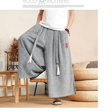 Pantaloni Kimono da Uomo Stile Giapponese Oversize Comodi Pantaloni da Bagno Uomo Samurai Giapponese Harajuku Casual Larghi Yukata Pantaloni a Gamba Larga