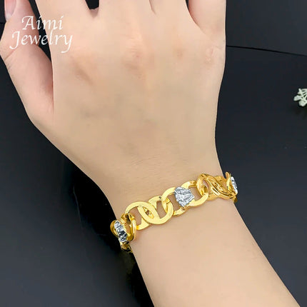 Set di Gioielli Originali per Uomo, Collana e Bracciale Hip Hop Placcati in Oro, Gioielleria alla Moda per Feste, Uso Quotidiano e Regali platinumshop