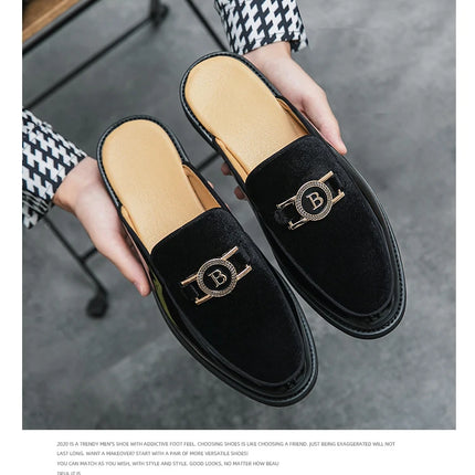Scarpe casual in pelle da uomo Ciabatte nere di lusso Appartamenti di moda Pantofole da esterno traspiranti estive Mocassini slip on maschili firmati