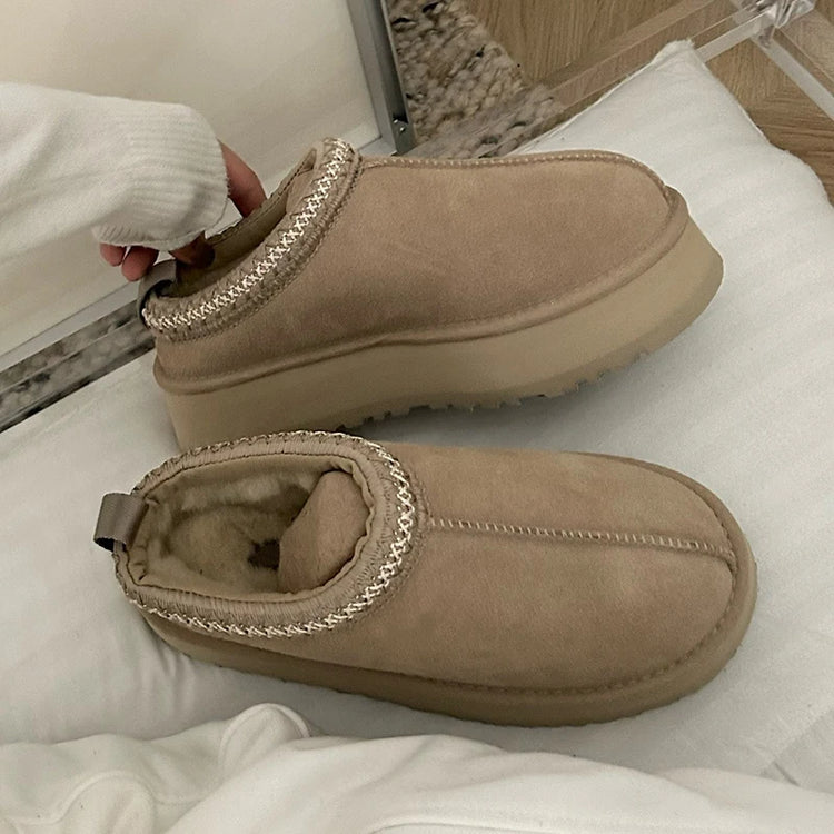 Tasman Winter Warm Wool Women's Tazz Classic Ultra Mini Slippers Thin Sole Genuine Leather And Fur Snow Boots