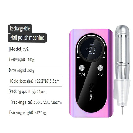 Wireless Portable Rechargeable Electric Nail Polishing Machine New Cordless Nail Surface Polisher Gel Nail Remover Professional Home Salon Manicure Pedicure Care Tool For DIY Nail Art Design