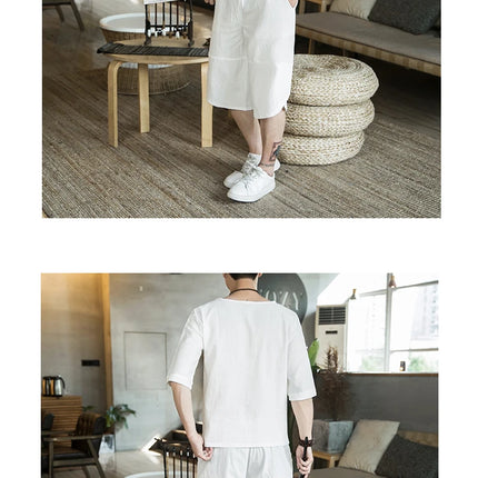 Stile giapponese Kimono T-shirt a maniche corte Pantaloni Due pezzi Top da uomo Pantaloni Abiti da uomo Giappone Harajuku Yukata Cardigan Costume