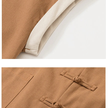 Canotte da Uomo in Cotone Stile Cinese Senza Maniche, Gilet Casual Vintage con Scollo a V, Traspiranti Estivi, Vestibilità Ampia
