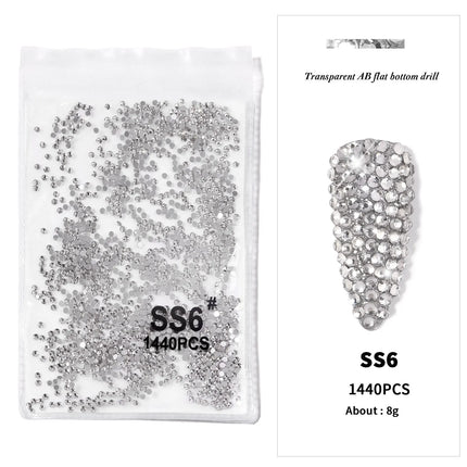 AB/Clear 1 Bag Nail Rhinestones Sizes SS3-SS12 1440 pcs Nail Art Decoration Flatback Glass Stones Shiny Gems DIY Gems nail accessories