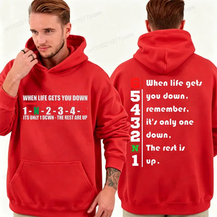 Mens 1 Down 6 Up Motorcycle Print Men Hoodies Bike Week Sweatshirts Black Hills Motorcycle Rides Fashion Personality Hoody Gifts