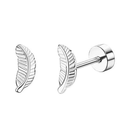 Florideco 1 paio di orecchini a bottone ipoallergenici con retro piatto per donna uomo orecchini a bottone per cartilagine in acciaio inossidabile chirurgico platinumshop