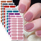 8 Sheets Nail Full Wrap Stickers Pink Nail Glitter Self-Adhesive Gel Nail Sticker for Women Home DIY Nail Supplies Manicure Kit