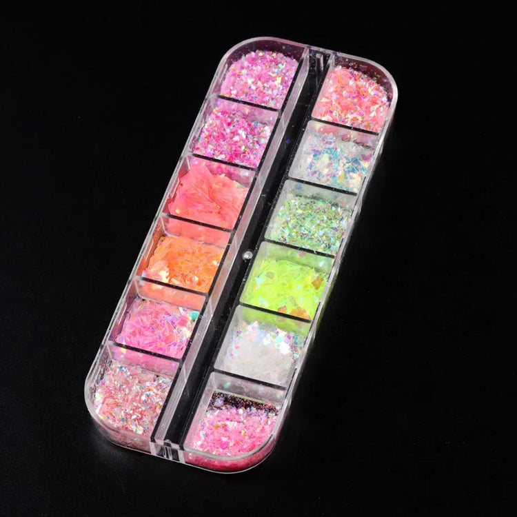 12 Grids Aurora Chameleon Nail Glitter Flakes Irregular Crystal Glass Sequins Powder Shiny Mermaid Paillette Nail Art Decoration 2026