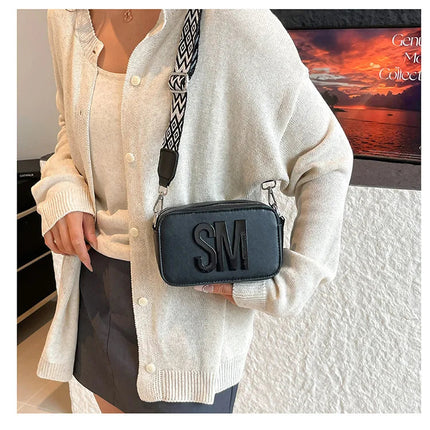 Cross-Border Style Camera Bag Fashionable Retro Women's Shoulder Slant Bag Small Square Bag Street Trend PU Material PlatiNum