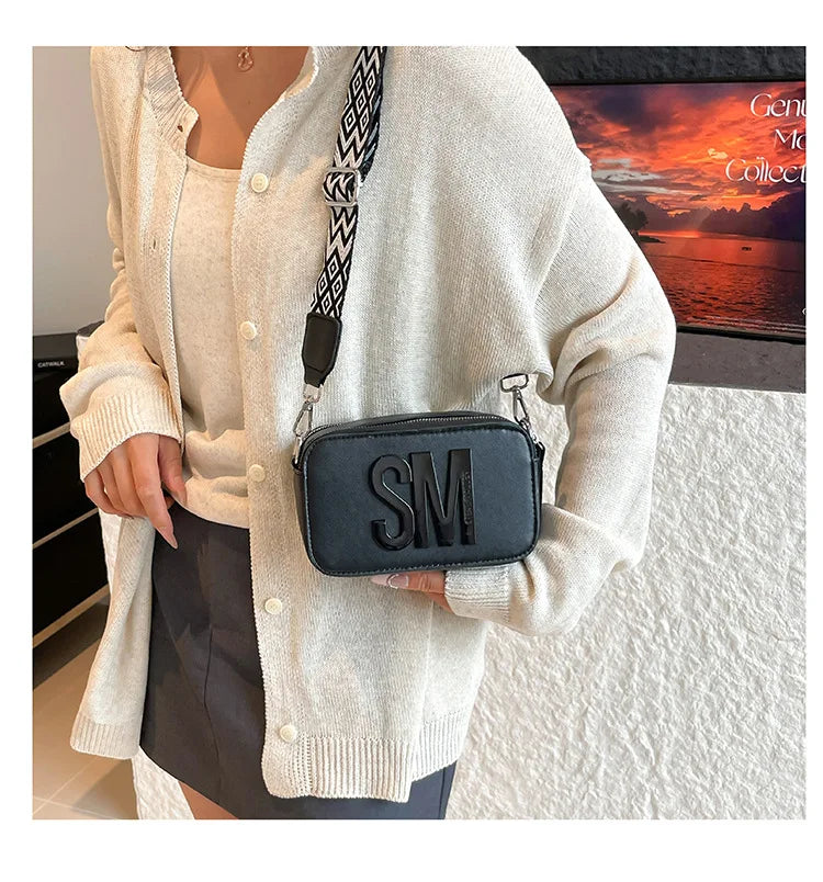 Cross-Border Style Camera Bag Fashionable Retro Women's Shoulder Slant Bag Small Square Bag Street Trend PU Material PlatiNum