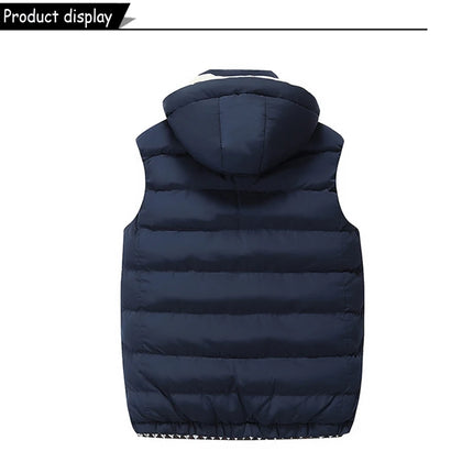 New Men Spring Sleeveless Warm Detachable Hooded Vest Jackets Men Autumn Solid Color Outdoors Windproof Casual Fashion Vest Male