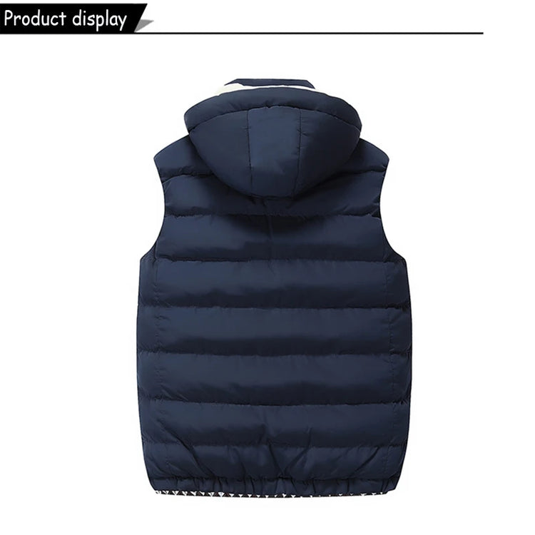 New Men Spring Sleeveless Warm Detachable Hooded Vest Jackets Men Autumn Solid Color Outdoors Windproof Casual Fashion Vest Male