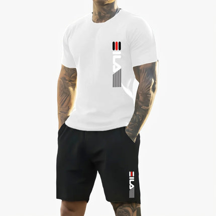 Uomo 2025 estate nuova tuta sportiva casual T-shirt a maniche corte da uomo traspirante all'aperto + pantaloncini da allenamento set da due pezzi platinumshop