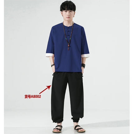 Camicie estive Uomo Stile cinese Kung Fu Tai Chi Camicette casual traspiranti tinta unita Uomo Cardigan tradizionale retrò Tang Suit