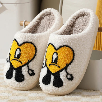 Comwarm Pantofole pelose in pelliccia invernale per donna Scivoli piatti soffici per camera da letto simpatico cartone animato Morbido comfort Scarpe calde in cotone felpato per la casa
