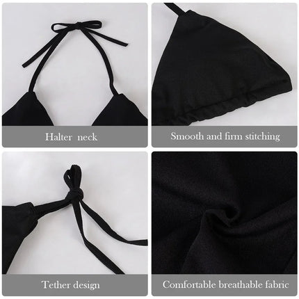 Costume da bagno stile spiaggia per donna Costume da bagno sexy con scollo all'americana Perizoma solido Bikini femminile Costume da bagno Bikini Mujer Lingerie PlatiNum