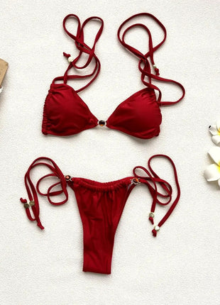 Diamond Bikini 2025 Costume da bagno donna sexy Costumi da bagno femminili Micro bikini Set costume da bagno a fascia Beachwear Rosso brasiliano Biquini platinumshop