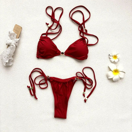 Diamond Bikini 2025 Costume da bagno donna sexy Costumi da bagno femminili Micro bikini Set costume da bagno a fascia Beachwear Rosso brasiliano Biquini platinumshop