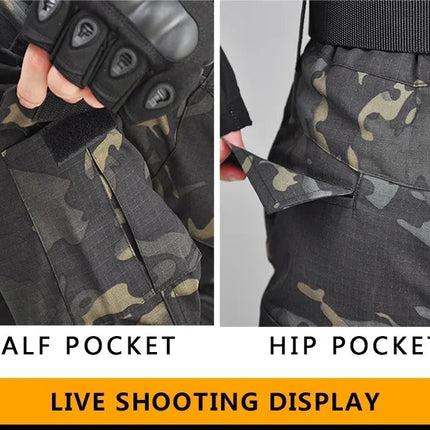 Woodland Tactical Unifirm Mens Sets Outdoor Hunting Training Suits Combat Shirts Ripstop Pants Workwear Clothes Wear-resisting PlatiNum
