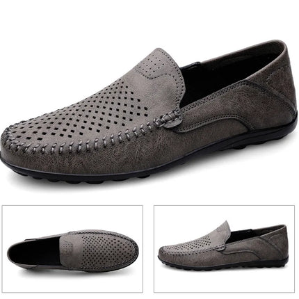 Scarpe da uomo Casual in pelle scavano mocassini da uomo traspiranti Slip on scarpe da guida mocassini da uomo italiani di lusso Plus Size 38-47