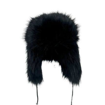 Y2K Fluffy Popular Russian Female Round Earflap Cap Faux Fur Winter Warm Hat For Women Faux Fox Raccoon Fur Beanies Bomber Gorra