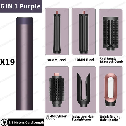 Hot Air Dryer Brush Multil Hair Styler Hair Dryer 30/40mm Auto Curling Barrels and Hair Strightenting Nozzle Hot Air Brush Wrap