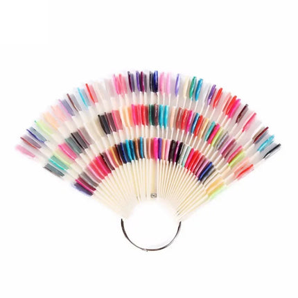 50pcs Set 150 Tips 3 Knots Fan Nail Art Display Swatch Chart UV Gel Polish Practice Color Card Palette Tool 2027