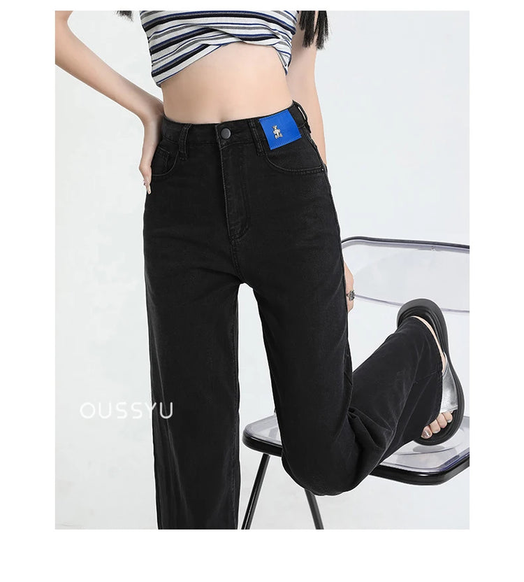 Nuova estate morbida Lyocell Jeans donna blu kaki bianco vita alta dritto sottile gamba larga pantaloni in denim Y2k abbigliamento femminile allentato 2XL