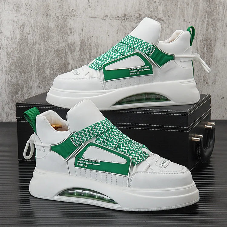High top White Sneakers Best selling Mens Sneakers With Anti slip Wear resistant Properties Increasing Height by 6 Centimeters