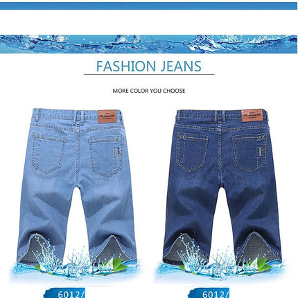 Pantaloncini di jeans da uomo estivi Nuovo stile Ricamo sottile Business Casual Jeans corti dritti Abbigliamento di marca maschile azzurro cielo