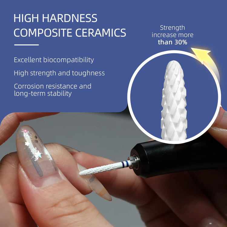HYTOOS 2mm Under Nail Cleaner Composite Ceramic Nail Drill Bits High Hardness White Pro E-file Bit for Cuticle Clean Gel Removal