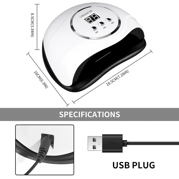 LIMEGIRL Professional Nail UV Lamp Manicure Nail Dryer Lamp LED for UV Gel Polish Drying LED UV Gel Nail Machine Smart Sensor USB Plug