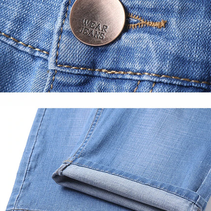 2026 Pantaloncini Casual da Uomo in Denim Cotone Elastico Dritti di Alta Qualità al Ginocchio Jeans Classici Vintage Moda Blu