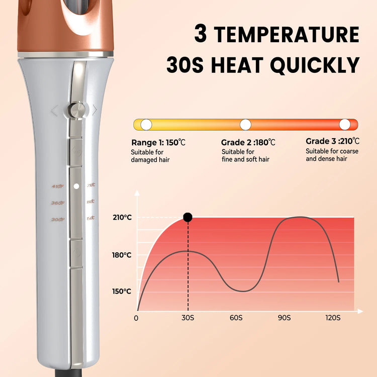 Auto Rotating Hair Curler 3 grades 33mm Silver Automatic Curling Iron  Female Hair Styling Tool Big Wave beauty salon Tool