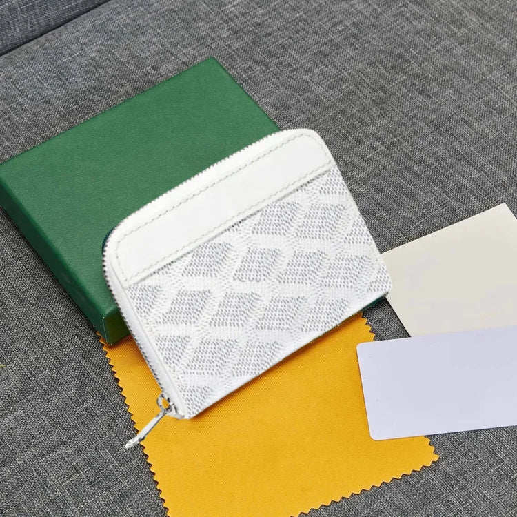 Portafoglio Quadrato Mini in Vera Pelle alla Moda per Uomo e Donna, Chiusura con Cerniera, Portatile, per Carte di Credito e Monete