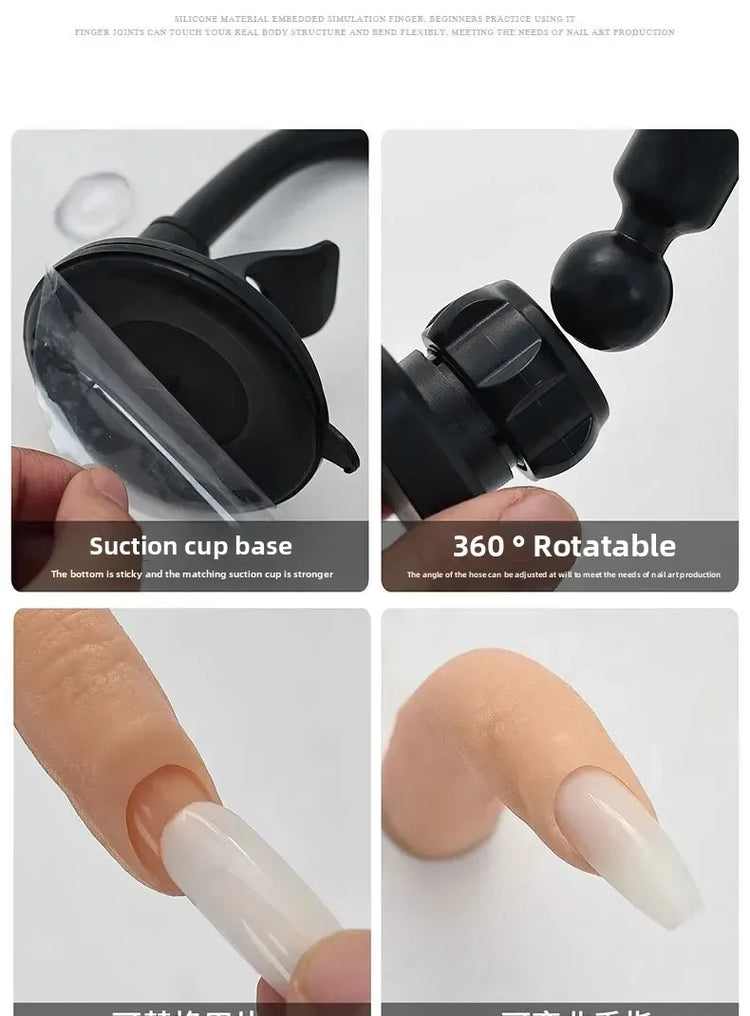 Bendable Nail Simulation Practice Finger Silicone Soft Nails Art Training Fake Finger for Acrylic DIY Display Manicure Tool 2028