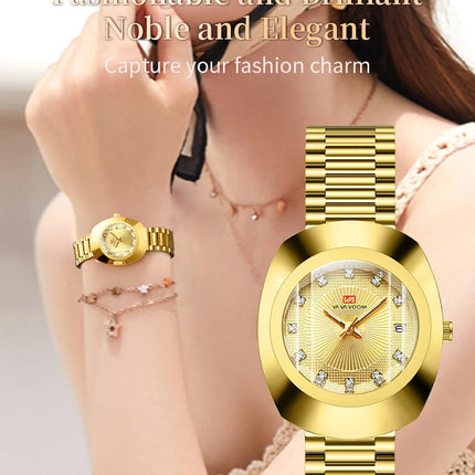 2024 nuove donne orologio ovale 34mm movimento al quarzo in acciaio inossidabile marchio di lusso acqua diamante oro nero vestito casual orologio da banchetto platinumshop